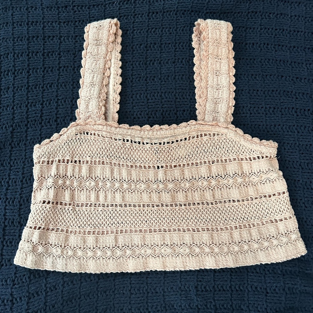 Aerie Crochet Tank Top in Pink